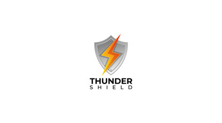 Thunder Shield Bolt logo design ready to use Premium Vector
