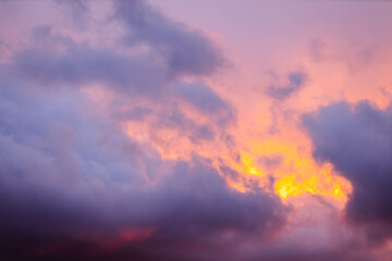 Beautiful purple color evening clouds, sunset storm clouds