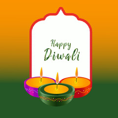Fototapeta na wymiar Happy Diwali India Card Festival of Lights vector illustration 