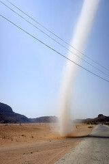 Small tornado in the Wadi Rum desert in Jordan - 538681163