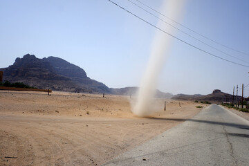 Small tornado in the Wadi Rum desert in Jordan - 538681168