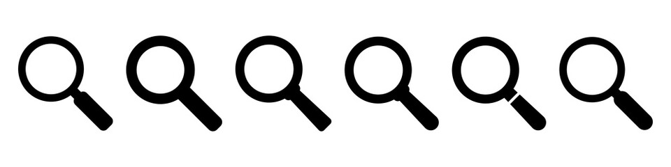 Magnifying glass icon. Search icon, vector magnifier or loupe sign.