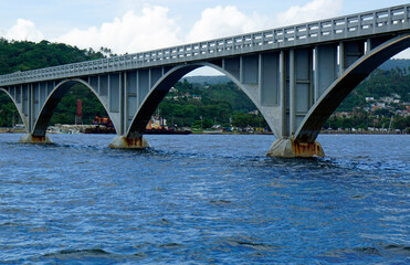 modern bridge in the bay of samana