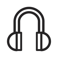 Headset icon, black and white color, transparent background