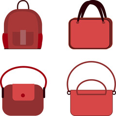 Illustration of a set of pink women's handbags