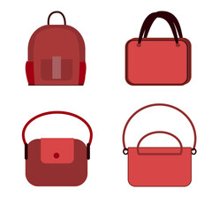Illustration of a set of pink women's handbags