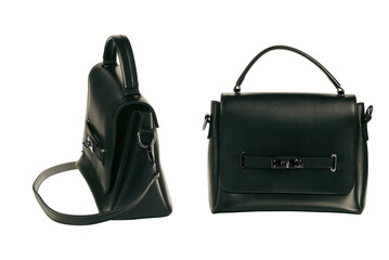 Women's black small casual bag in different angles
