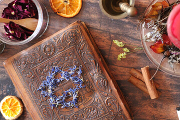 Décor Esotérique, Potion, Herbes, Sorcière, Grimoire