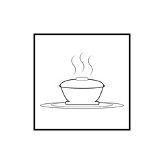 Restaurant hot tasty food and lunch sign.