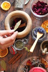 D&eacute;cor Esot&eacute;rique, Potion, Herbes, Sorci&egrave;re, Grimoire