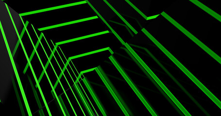 Render with green stripe and black abstract background
