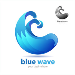 Vector abstract, blue wave symbol or icon