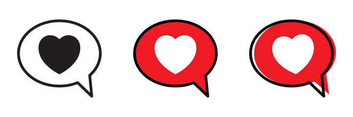 Heart in a red speech bubble, love icon, valentines day icon, vector.