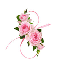 Figure 8 from satin ribbon and pink rose flowers isolated