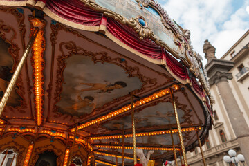 Beautiful vintage horse ride in the historic European city of Florence, Italy