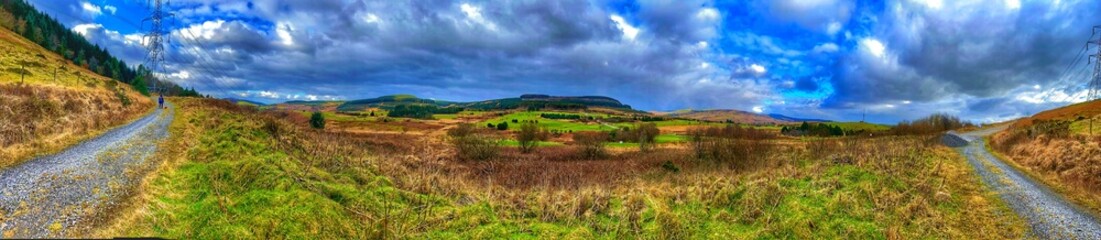 A panorama of the Welsh countryside