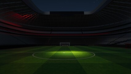 Fototapeta na wymiar Football stadium at night. An imaginary stadium is modelled and rendered, 3d illustration 