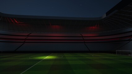 Fototapeta na wymiar Football stadium at night. An imaginary stadium is modelled and rendered, 3d illustration 