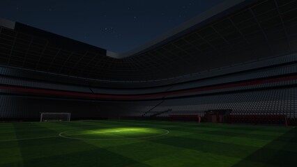 Fototapeta premium Football stadium at night. An imaginary stadium is modelled and rendered, 3d illustration 