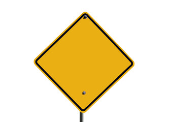 Blank yellow caution sign isolated.