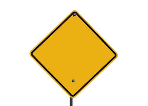Blank yellow caution sign isolated.