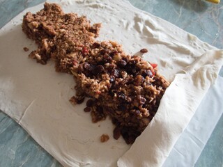 homemade baking of a sweet apple and quark pie