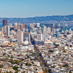 Panoramic cityscape of San Francisco at sunny day, San Francisco, USA