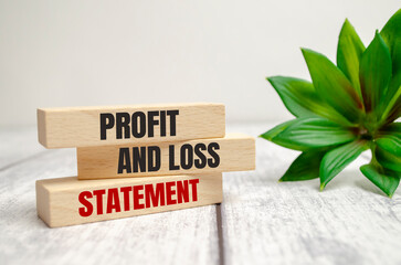 Business photo shows profit and loss statement words on wooden blocks