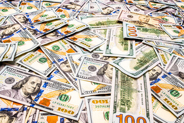 100 American dollar bills. Paper money background. Financial concept.