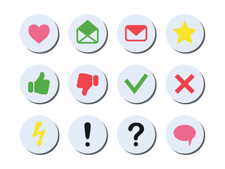 Social media round buttons. Collection of circle simple sign and symbol for sites, web interface, applications. Set of icons for social networks. Vector elements isolated on white background