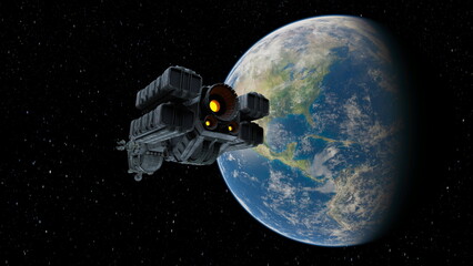 Obraz na płótnie Canvas 宇宙船と地球