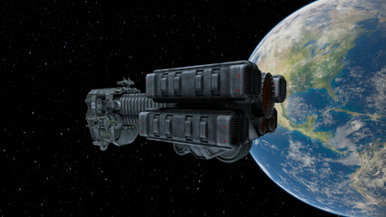 Obraz na płótnie Canvas 宇宙船と地球