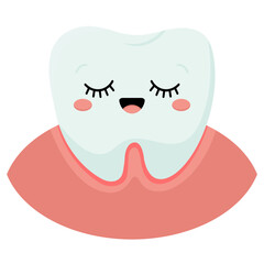 Cartoon tooth illustration. Happy sleeping tooth. Vector illustration