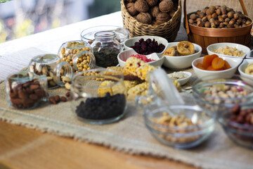 Bar with granola, dried fruits and nuts