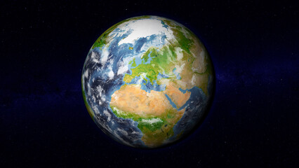 Realistic Earth globe focused on Europe