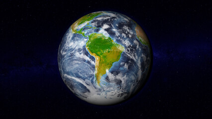 Realistic Earth globe focused on South America