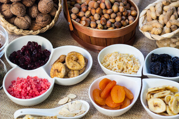 Bar with granola, dried fruits and nuts