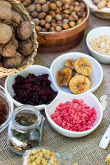 Bar with granola, dried fruits and nuts