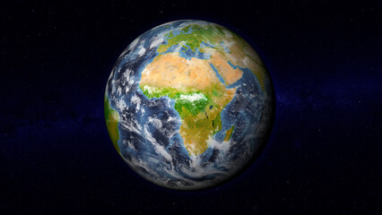 Realistic Earth globe focused on Africa