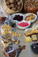 Bar with granola, dried fruits and nuts