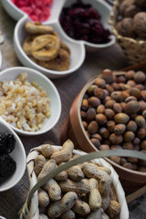 Bar with granola, dried fruits and nuts