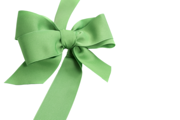Isolated green ribbon and bow