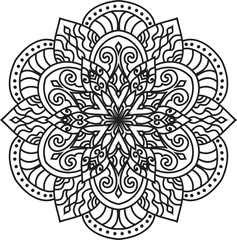 Black and white Mandala illustration Hand drawn outline Mandala.Mandalas for coloring book 