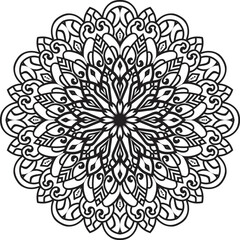 Adult coloring page Mandala.Antistress Coloring Page Mandala.Hand drawn illustration vector