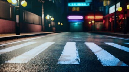 night scene of japan city with neon lights - Powered by Adobe