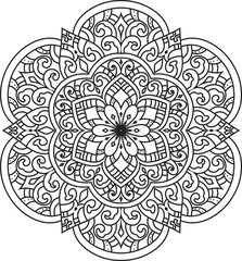 Mandala isolated on the white background.Doodle pattern.ornament design for coloring page