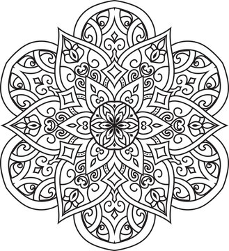 Mandala isolated on the white background.Doodle pattern.ornament design for coloring page