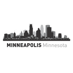 Minneapolis Minnesota city skyline vector graphics 