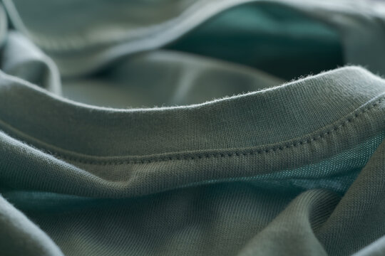 Closeup teal cotton fabric for clothes