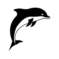 Jumping sea dolphin fish icon | Black Vector illustration |